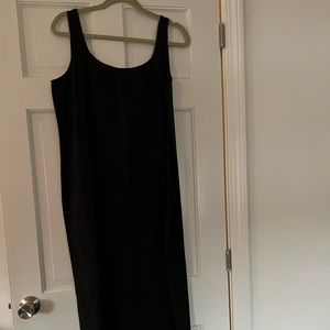 Long black casual dress, size 14, silk/linen